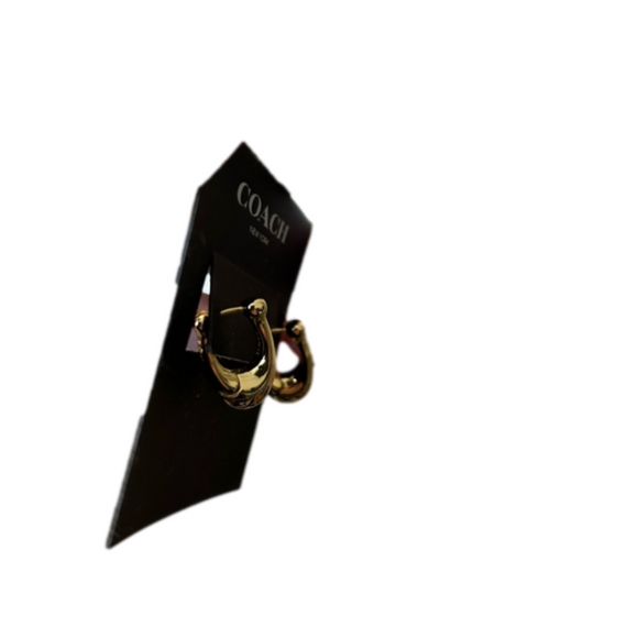 Coach Goldtone Huggie Earrings with Rhinestones NWT - Picture 3 of 6